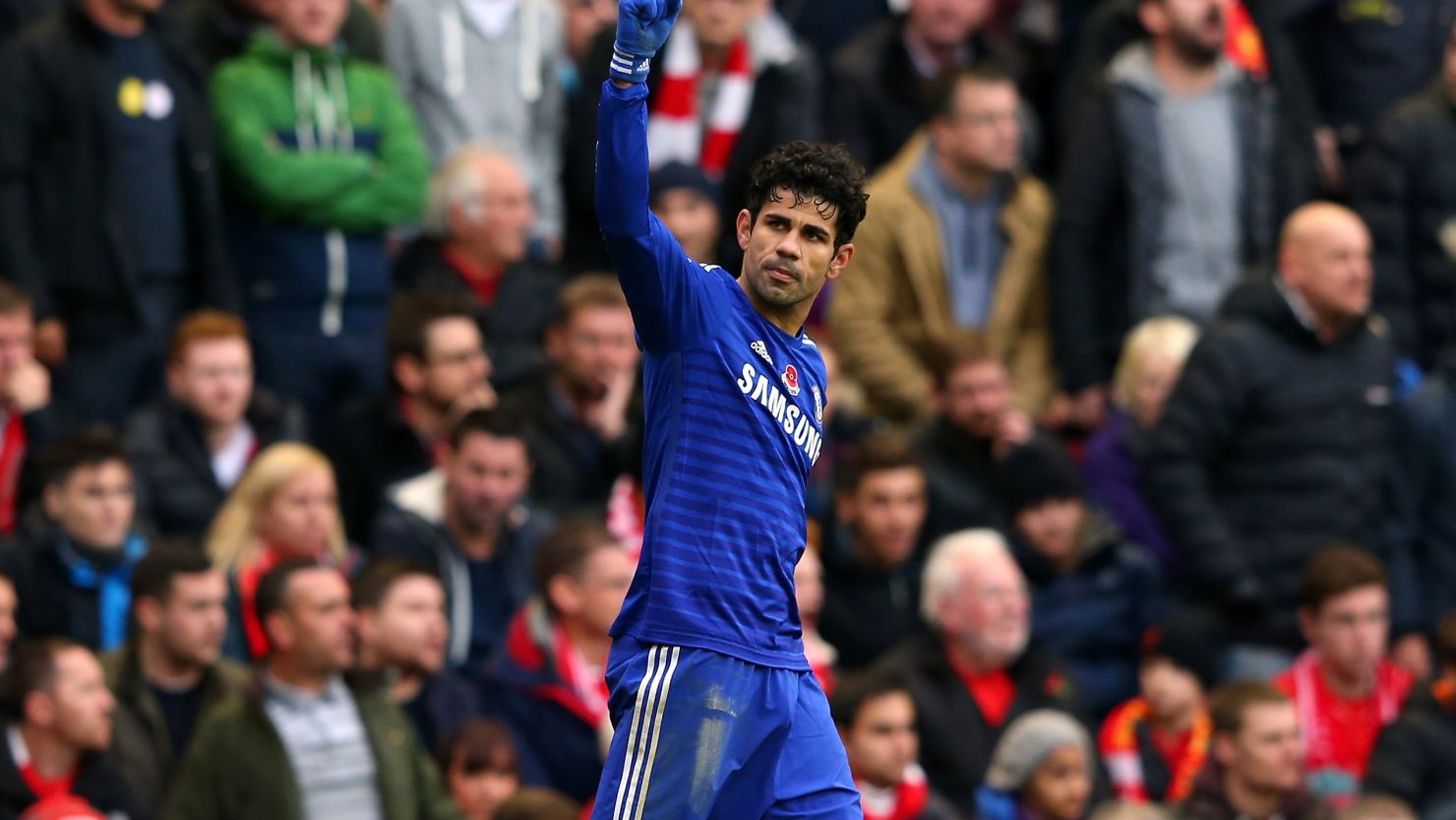 Diego Costa scored his tenth goal in the Premier League this season for Chelsea.