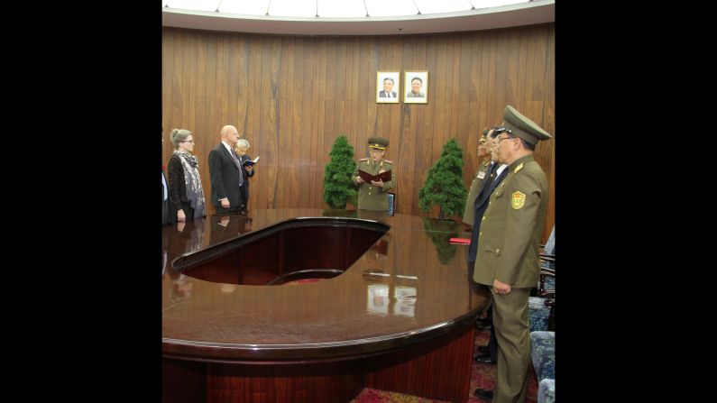 James Clapper meets with North Korean officials on November 8, prior to the release of two Americans. Clapper delivered a letter from President Barack Obama, addressed to North Korean leader Kim Jong Un.