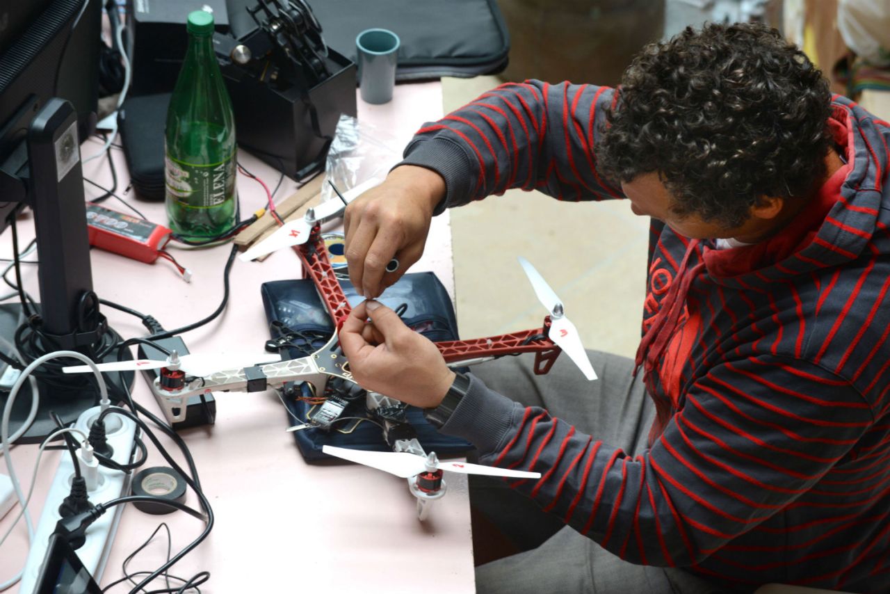 Increasingly, pro athletes are using drones for their own benefit. <a href="http://cnn.com/2014/01/29/sport/xavier-de-le-rue-snowboarding-sochi/">French snowboarder Xavier de le Rue </a>is pictured working on a drone prototype in the summer of 2014.