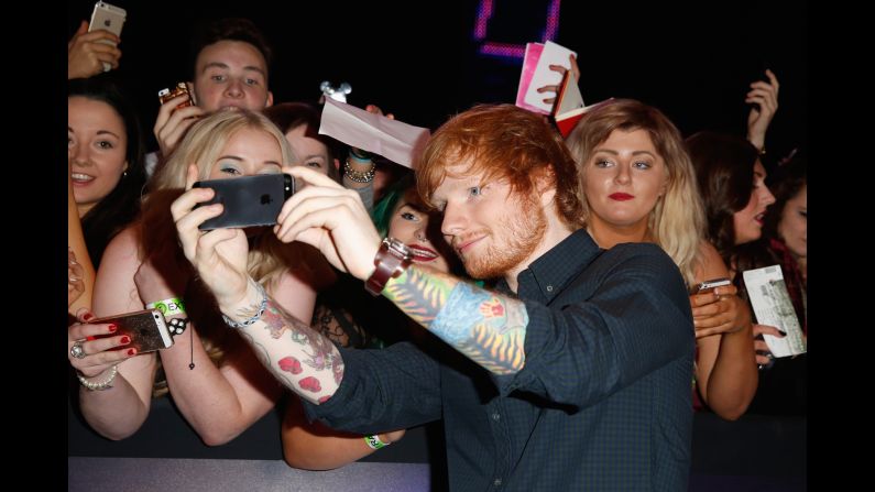 Ed Sheeran arrives for the 2014 MTV Europe Music Awards on Sunday, November 9, 2014 in Glasgow, Scotland. 