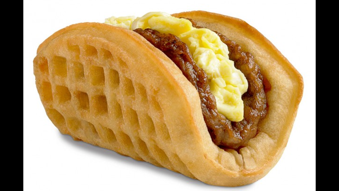 Taco Bell debuted its breakfast menu in 2014 with its marquee item, the Waffle Taco. It's pretty much what it sounds like if you consider taco shells and waffles interchangeable vehicles for eggs and breakfast meats. As one headline summed it up, "<a href="http://www.slate.com/blogs/moneybox/2014/09/05/taco_bell_breakfast_menu_the_biscuit_taco_joins_the_waffle_taco.html" target="_blank" target="_blank">Taco Bell Tacos Keep Getting Less and Less Taco-Like</a>." 