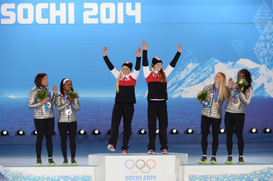 Meyers Taylor's friend, Kaillie Humphries, piloted a Canadian sled to gold ahead of her at Sochi 2014. Humphries would be a guest at the Taylors' wedding two months later.