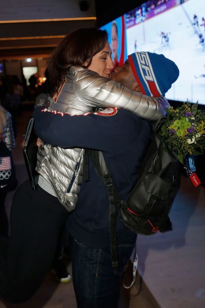 Nic Taylor was not picked to race for the U.S. at Sochi 2014, but still made sure he was on hand to celebrate with his then-fiancee after she won silver.