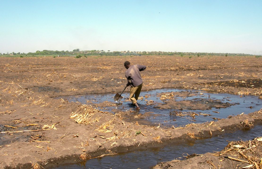 A farmer on Lake Chad, which has shrunk from 25,000km2 to 8,000km2 today.