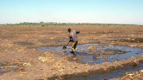 A farmer on Lake Chad, which has shrunk from 25,000km2 to 8,000km2 today.