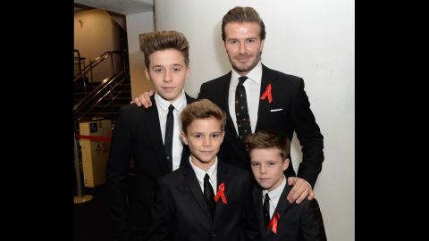 It looks like David Beckham is raising some future soccer stars. His sons with former Spice Girl Victoria Beckham, Brooklyn, left, Romeo and Cruz, reportedly play soccer for Arsenal youth teams. 