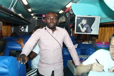 Michael Chu'no Ike from Nigeria spent time on the Ampion bus. He is now creating the HaltEbola voice-messaging platform which seeks to teach people in remote areas about how to avoid the virus. 