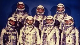 8th April 1959: The seven astronauts of NASA's Mercury programme: Walter M Schirra, Deke Slayton, John Glenn Jnr, M Scott Carpenter, Alan B Shepard Jnr, Virgil I Grissom and Leroy Gordon Cooper Jnr. (Photo by MPI/Getty Images)