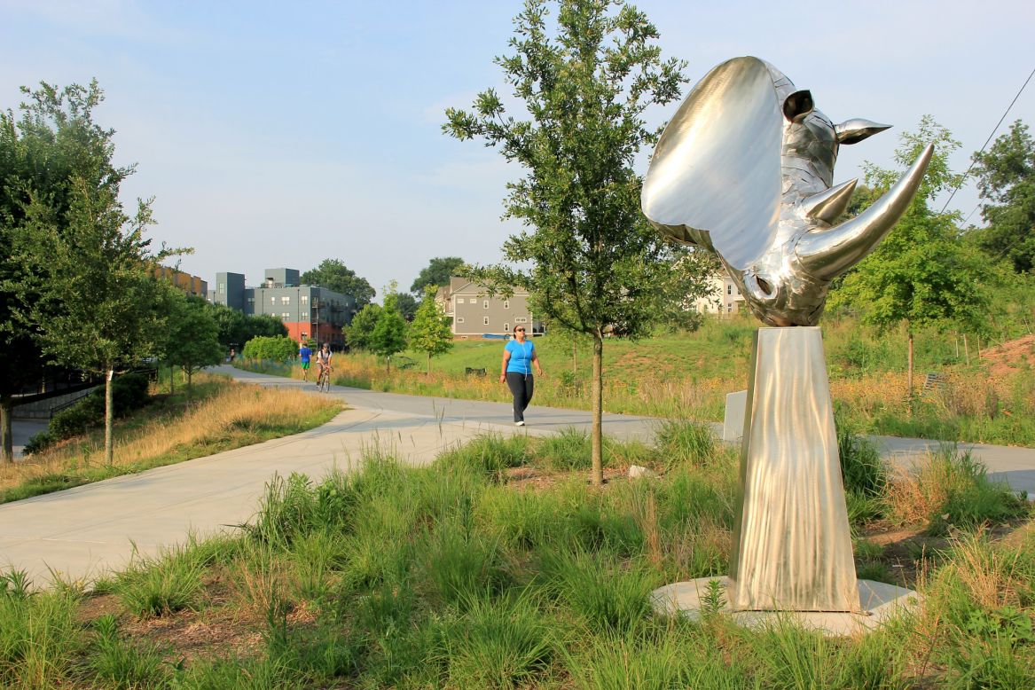 The Atlanta BeltLine's Eastside Trail connects Piedmont Park in the center of the city with the vibrant Inman Park and Old Fourth Ward neighborhoods on the east side.