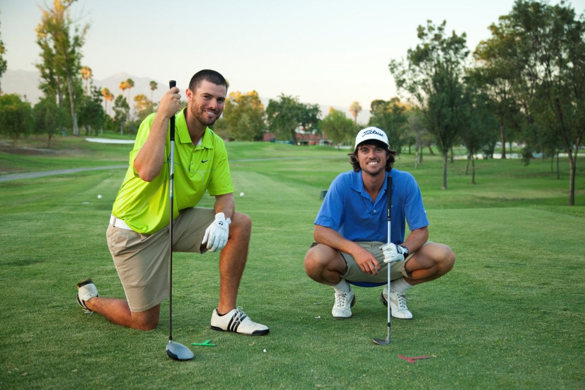 U.S. pro golfers George (right) and Wesley Bryan started making trick shot videos earlier this year.  