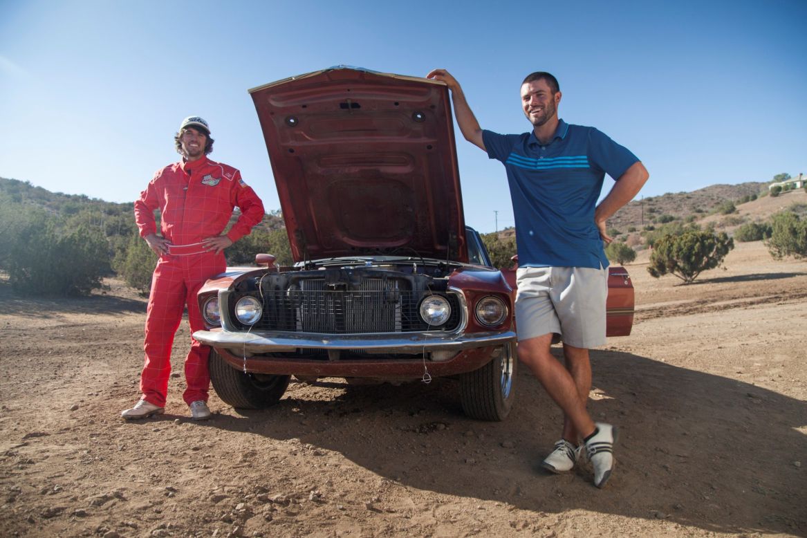The pair have taken golf off course into a variety of different settings, including football fields and dirt tracks, hitting balls from moving cars. 