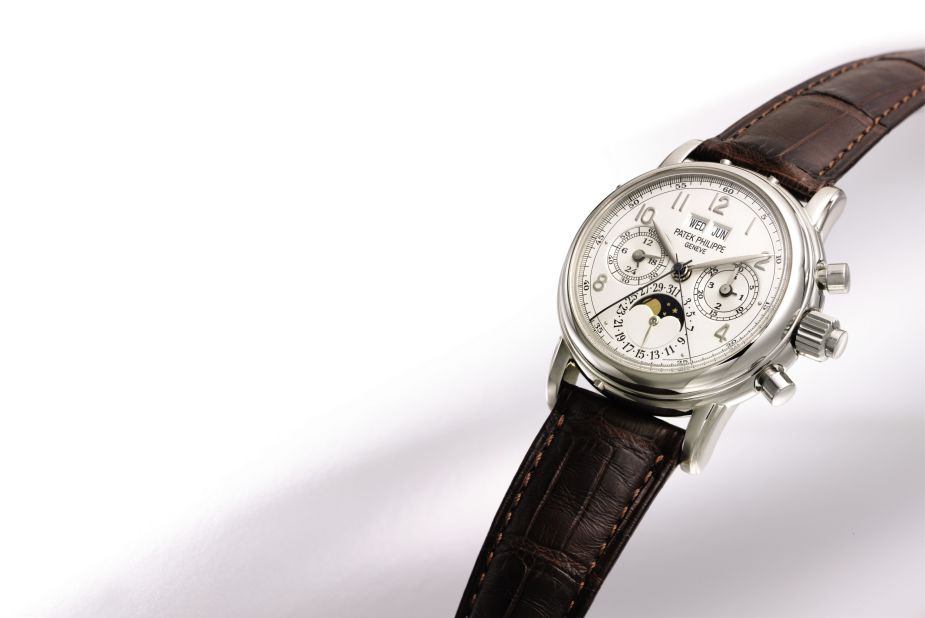 This recent Patek Philippe watch (it was made in 1998) sold for $197,133. Its bezel is made of white gold. 