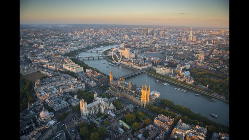 A look toward the River Thames in Westminster.