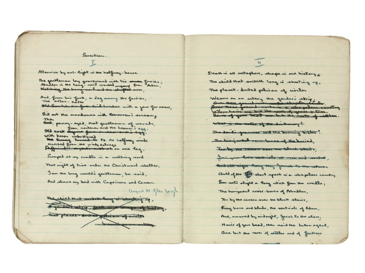 A long-lost notebook once owned by Dylan Thomas which includes drafts of some of his key poems has been rediscovered and put up for sale at <a href="http://www.sothebys.com/" target="_blank" target="_blank">Sotheby's auction house</a> in London.