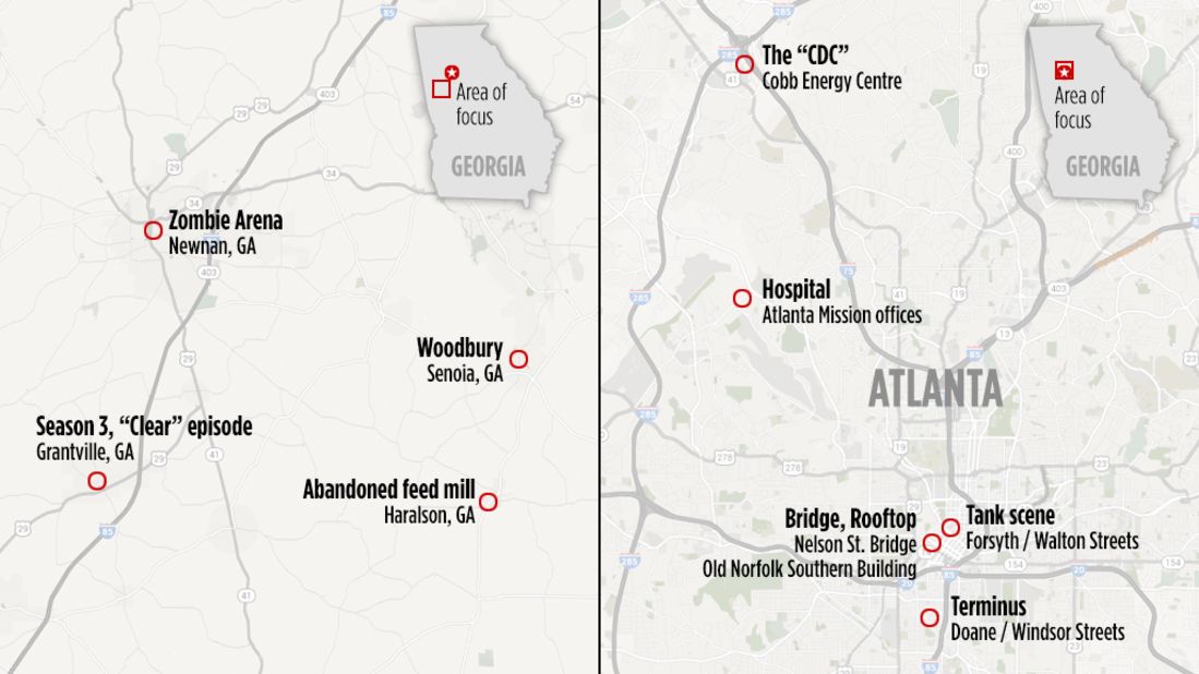 Map: 'Walking Dead' locations