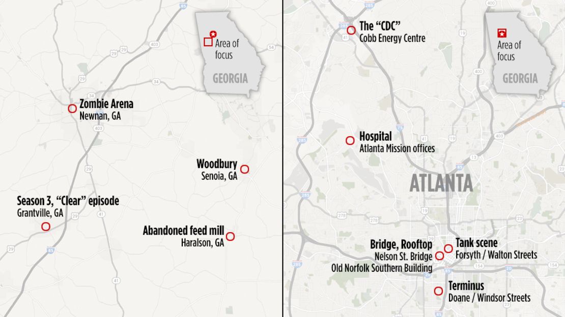 Map: 'Walking Dead' locations