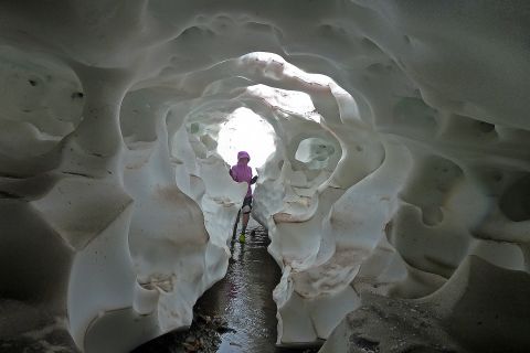Ever heard of a <a href="http://ireport.cnn.com/docs/DOC-1167112">snowfield</a>? It's permanent snow that fell in the winter and is thick enough to stick around the rest of the year. During the summer, the melting snow can create a maze of tunnels under the snowfield. This one is near the gates of Yellowstone National Park in Gardiner, Montana.