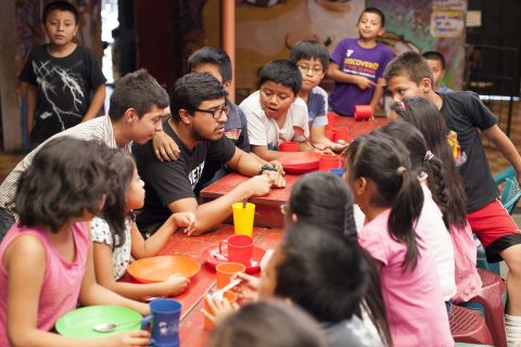 At the main center, painted with colorful murals and quotes, children are exposed to a number of creative outlets. They take classes in dance, music, photography, theater and juggling, and they often put on performances for one another.