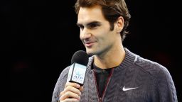 Roger Federer tells a capacity crowd at the 02 Arena in London that he would not be able to play the final against Novak Djokovic.