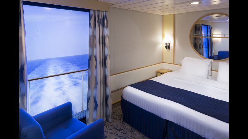 Best inside cabins: Royal Caribbean International first placed virtual balconies in some inside cabins on Navigator of the Seas, and they can now be found on the new Quantum of the Seas. Real-time outside video is displayed on wall-sized digital screens in some inside cabins. 