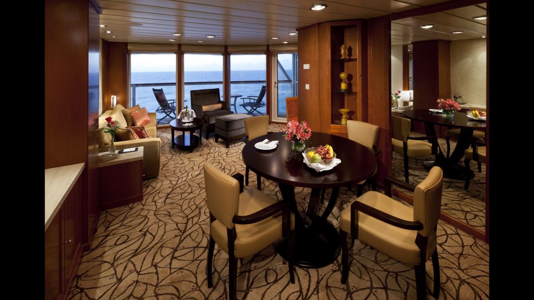 Best suites: Most Celebrity Cruises' suites feature butler service on every suite level, in-suite dining and one free dinner at an alternative restaurant. 