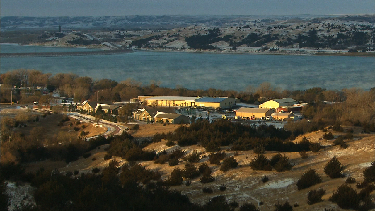 A view of the campus of St. Joseph's Indian School, on the banks of the Missouri River.