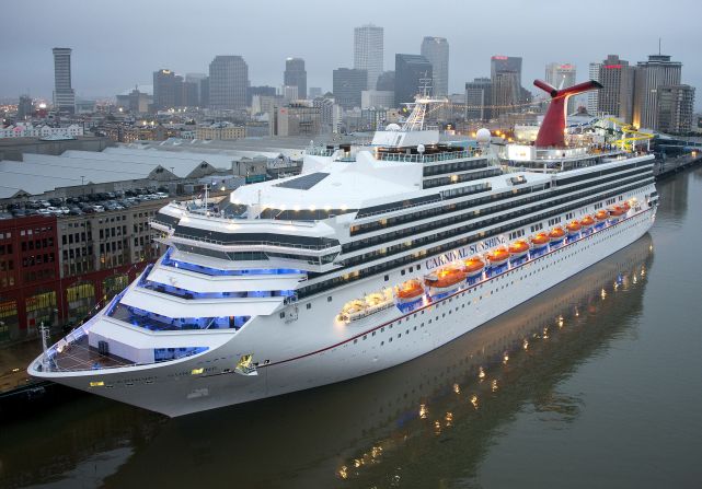 Best North American home port: The historic port of New Orleans is a wonderful place to start or end your cruise vacation, with its amazing food, music and strolling. The Carnival Sunshine is shown docked in 2013.