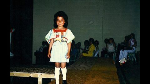 My runway debut! I think this is where my lifelong aversion to blush was born.