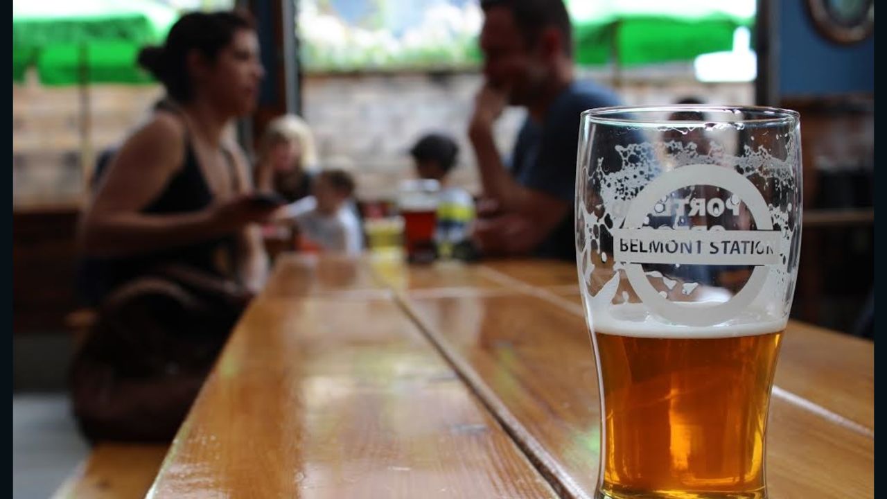 A covered, heated patio at Belmont Station means ample year-round seating for beer lovers.