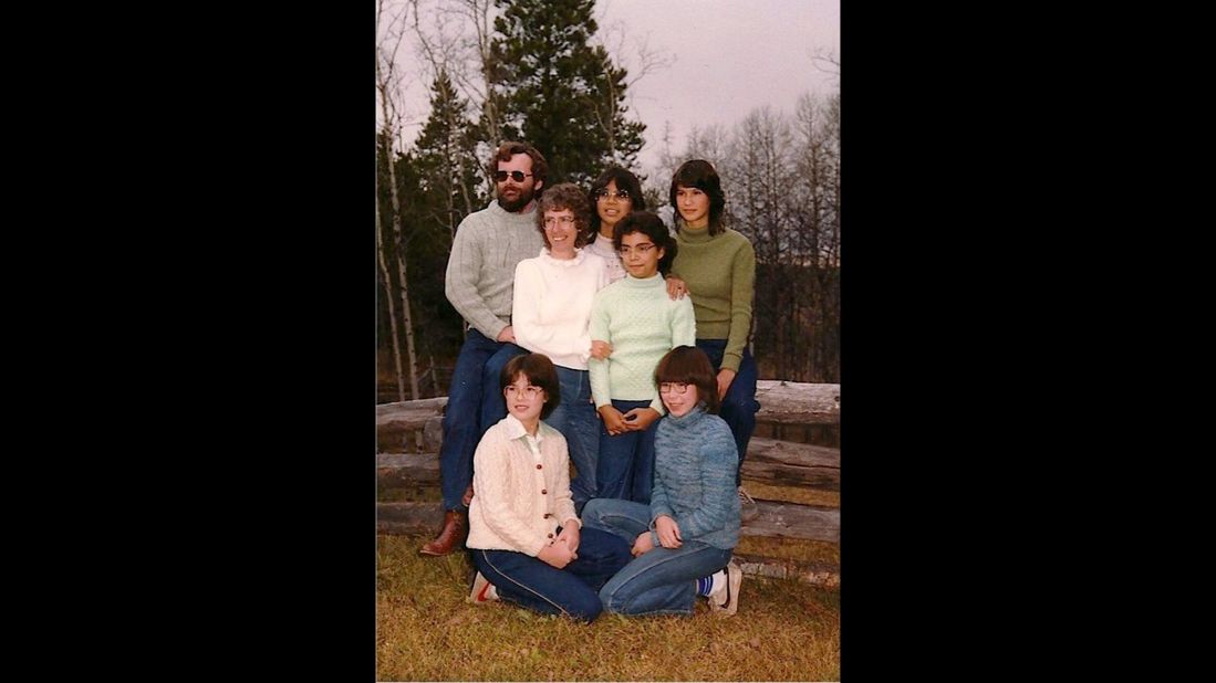 The "Original 7" (as my mom, Ainslie, likes to call us now) take a family portrait in the 1980s in British Columbia