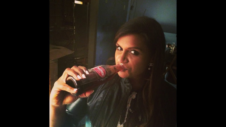 "Late night shoots call for Cheerwine," <a href="http://instagram.com/p/vVBbCvpQ1W/?modal=true" target="_blank" target="_blank">wrote actress Mindy Kaling,</a> star of the TV show "The Mindy Project," on Thursday, November 13.