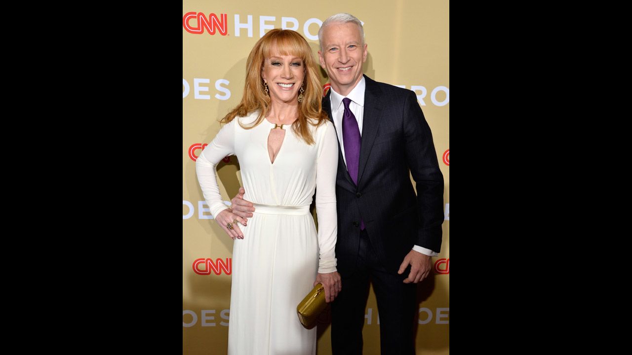 Comedian Kathy Griffin and host Anderson Cooper