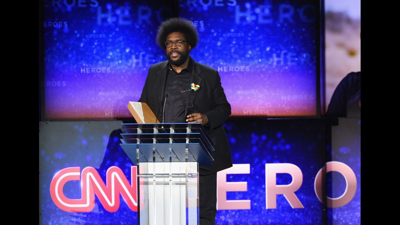 Questlove, drummer for The Roots, introduces one of the CNN Heroes.