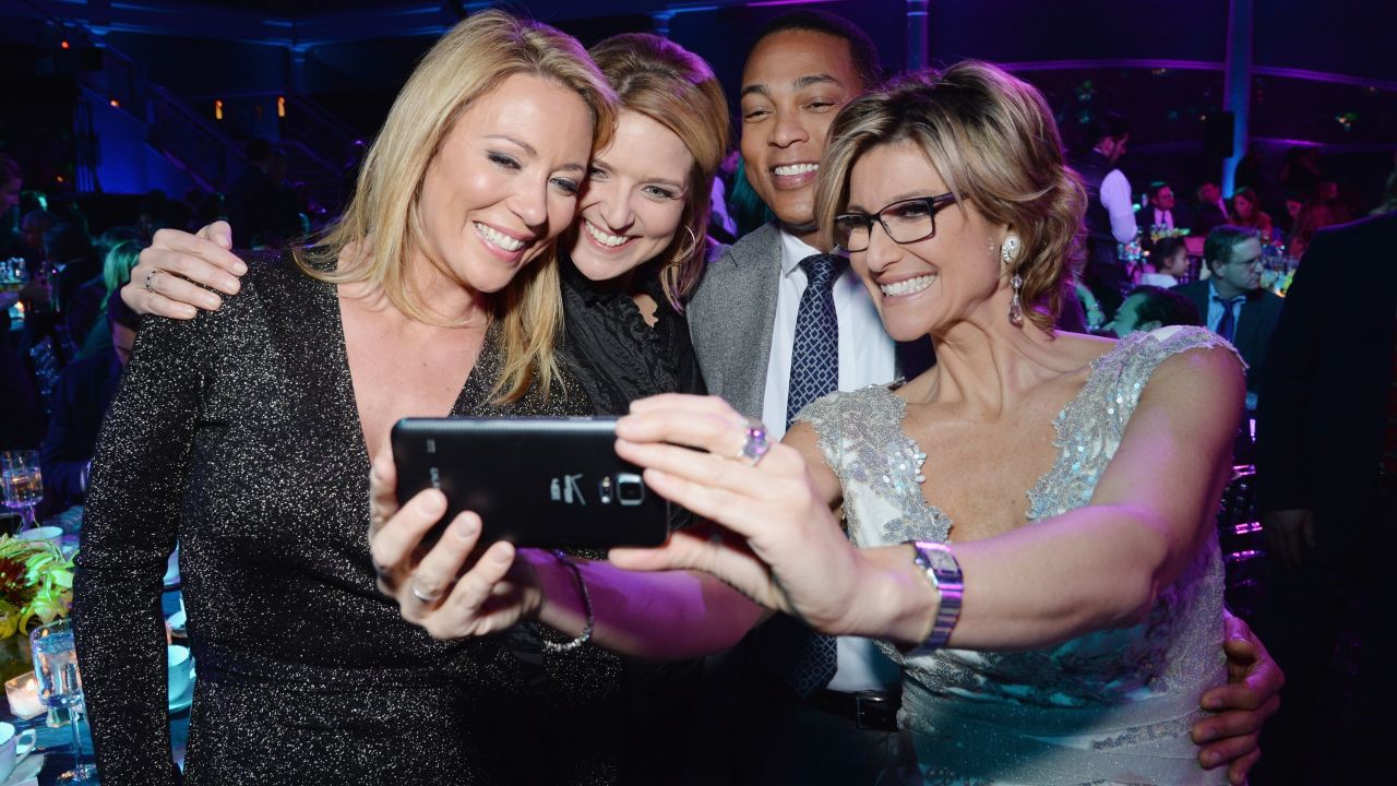 From left, CNN anchors Brooke Baldwin, Christine Romans, Don Lemon and Ashleigh Banfield take a selfie during the show.