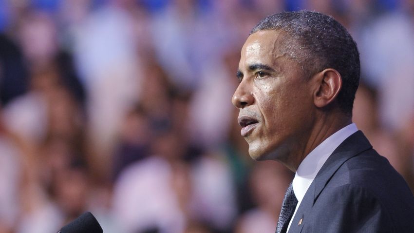 US President Barack Obama gestures as he speaks at the University of Queensland on the sidelines of the G20 Summit in Brisbane on November 15, 2014. Australia is hosting the leaders of the world's 20 biggest economies for the G20 summit in Brisbane on November 15 and 16. AFP PHOTO/Mandel NGAN (Photo credit should read MANDEL NGAN/AFP/Getty Images)