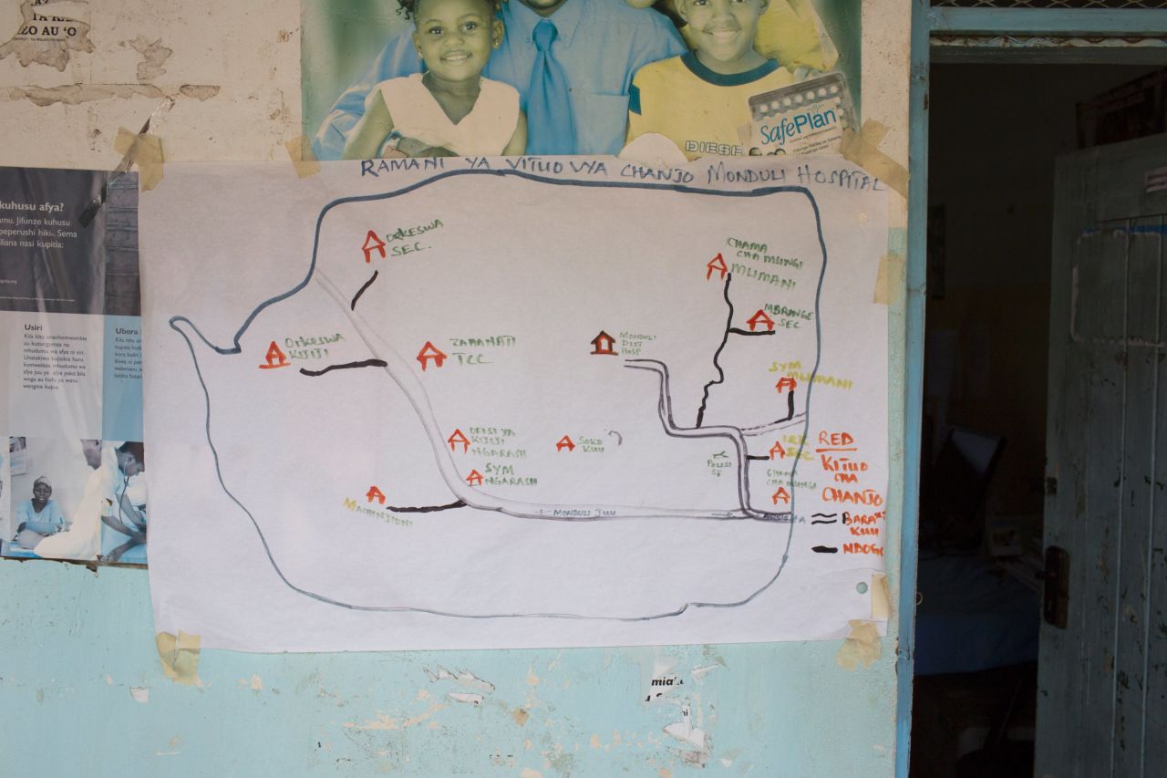 District hospitals map the health facilities they need to reach with supplies such as vaccines.