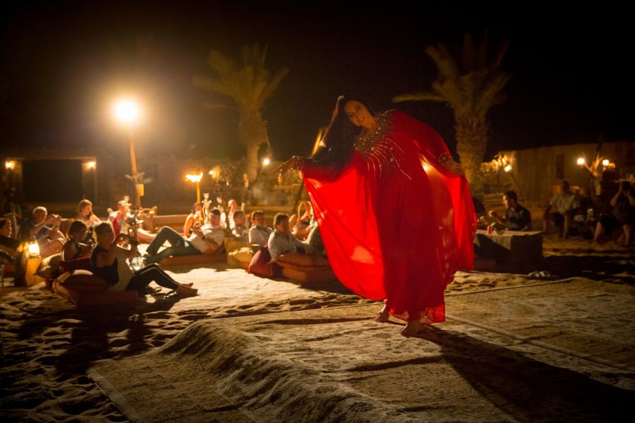 Entertainment includes traditional Khaleeji dances in which women sway their long, black hair, and Yolas, in which men tap rhythms with camel canes.