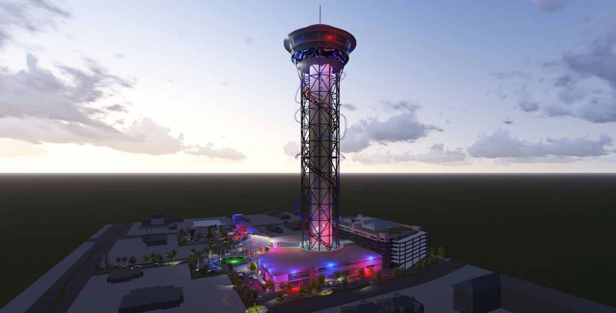Due to open in 2017, Orlando's "The Skyscraper" features a track that spirals down the side of a 535-foot-tall observation tower.