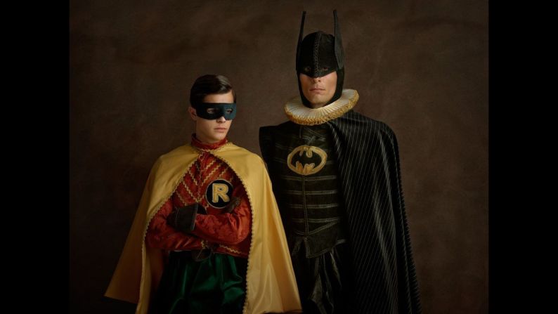 What if our favorite pop-culture heroes and villains had lived in the 16th century? That's the question French photographer <a href="http://www.sachabada.com/portfolio/" target="_blank" target="_blank">Sacha Goldberger</a> explores in "Super Flemish," a new collection of portraits published online this week. Goldberger styles his photos as formal oil paintings from the Flemish school of portraiture. Here, Batman and Robin pose in custom-tailored costumes.