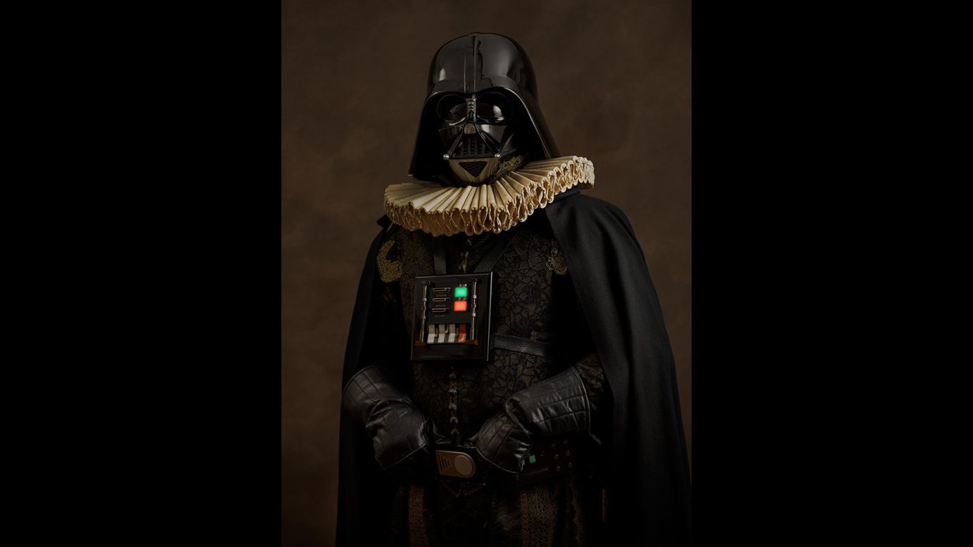Goldberger, who was 9 when "Star Wars" first came out, was interested in reframing pop icons from his childhood. He added a series of characters from the movie, including Darth Vader.