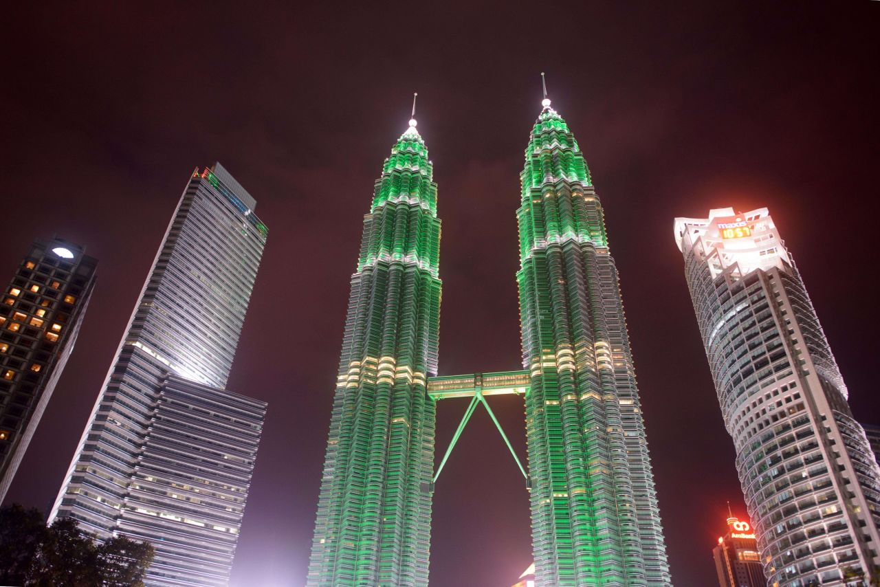 The Petronas Towers in Kuala Lumpur dominate the city's rapidly growing skyline. 