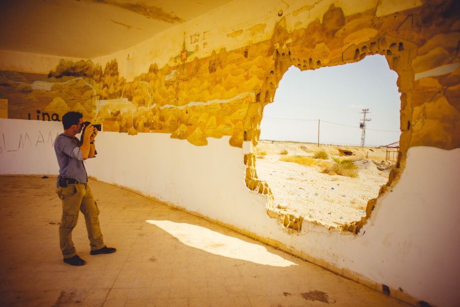 Bill Weir snaps pictures at the old Lido hotel, now abandoned, on the northern Israeli shores of the Dead Sea. 