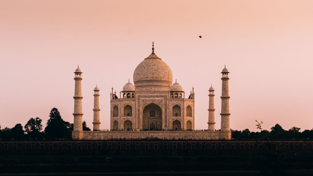 Dusk settles on the Taj Mahal, one of the seven so-called Wonders of the World, in Agra, India.