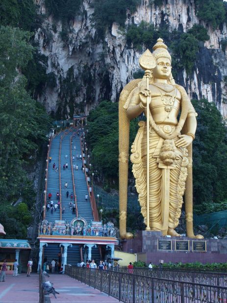 Lord Murugan, outside Selangor, Malaysia's Batu Caves, is world's the tallest depiction of a Hindu deity. Standing 42 meters tall, the statue took three years and 300 liters of gold paint to create.