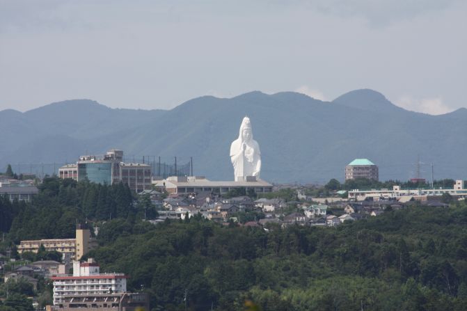 The 100-meter-tall Japanese Bodhisattva statue in Sendai, Japan, has an elevator that takes visitors to its higher sections. If you get lost, you can simply follow the statue's gaze to the town center.