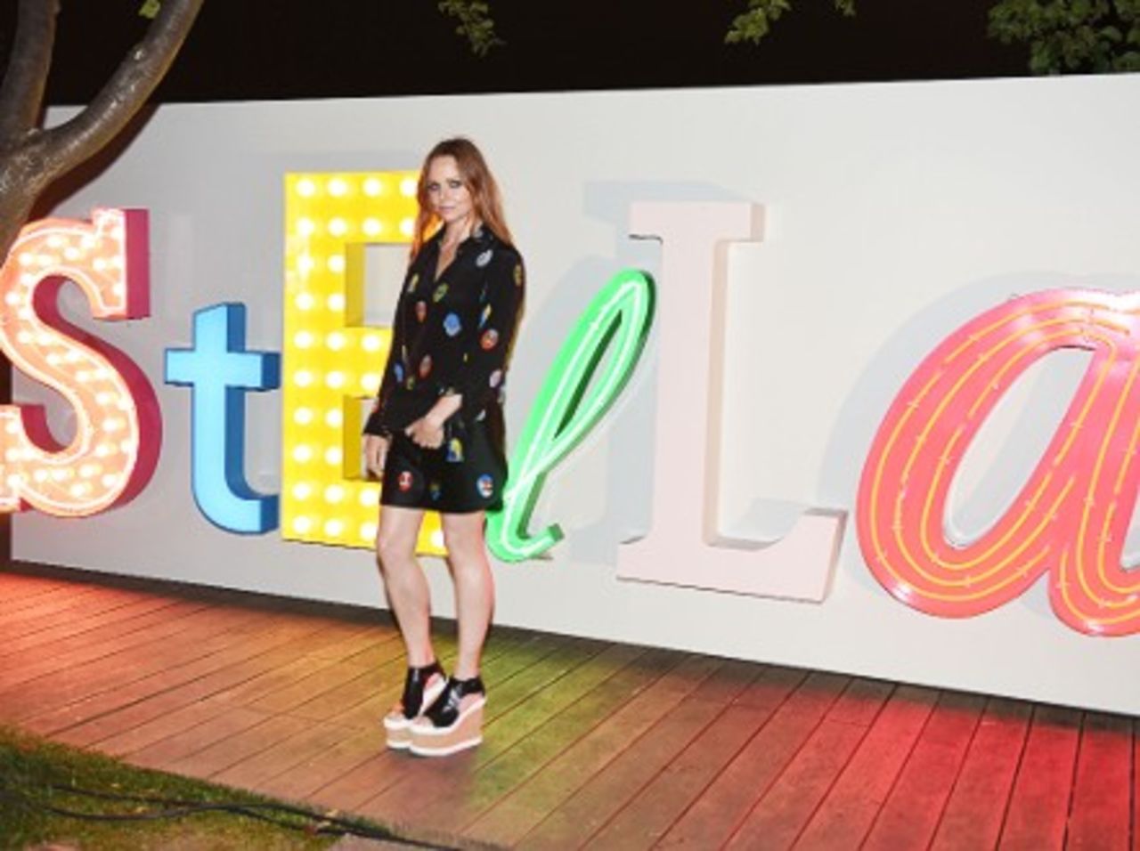 Stella McCartney poses in her Spring 2015 collection at the Stella McCartney Spring 2015 Presentation and Party at Roppongi Hills in Tokyo in 2014.