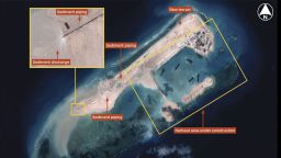 Airbus Defence and Space imagery dated November 14, 2014 shows land reclamation operations under way at Fiery Cross Reef. Multiple operating dredgers provide the ability to generate terrain rapidly. Operating from a harbour area, dredgers deliver sediment via a network of piping. Image courtesy Jane's Defense Weekly.