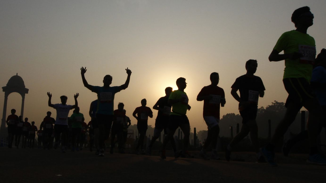 Runners in New Delhi take part in the Airtel Delhi Half Marathon on Sunday, November 23.