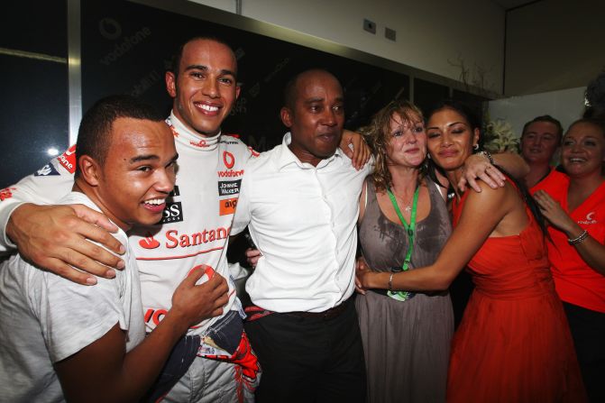 There were emotional scenes of celebration in Sao Paulo for Hamilton, his family and girlfriend Nicole Scherzinger. 