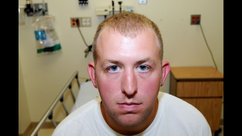 Officials released never-before-seen photos of Ferguson, Missouri, police officer Darren Wilson after it was announced Monday, November 24, that a grand jury had chosen not to indict Wilson for the shooting death of Michael Brown. These photos were taken on the day of Wilson's altercation with Brown, and they were released as part of the evidence that was presented to the grand jury. <a href="index.php?page=&url=http%3A%2F%2Fwww.cnn.com%2F2014%2F11%2F25%2Fjustice%2Fferguson-grand-jury-documents%2Findex.html">Read what Wilson told the grand jury</a>